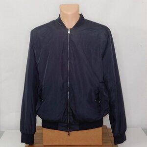 No Retreat Navy Blue Reversible Bomber Jacket Zip Front